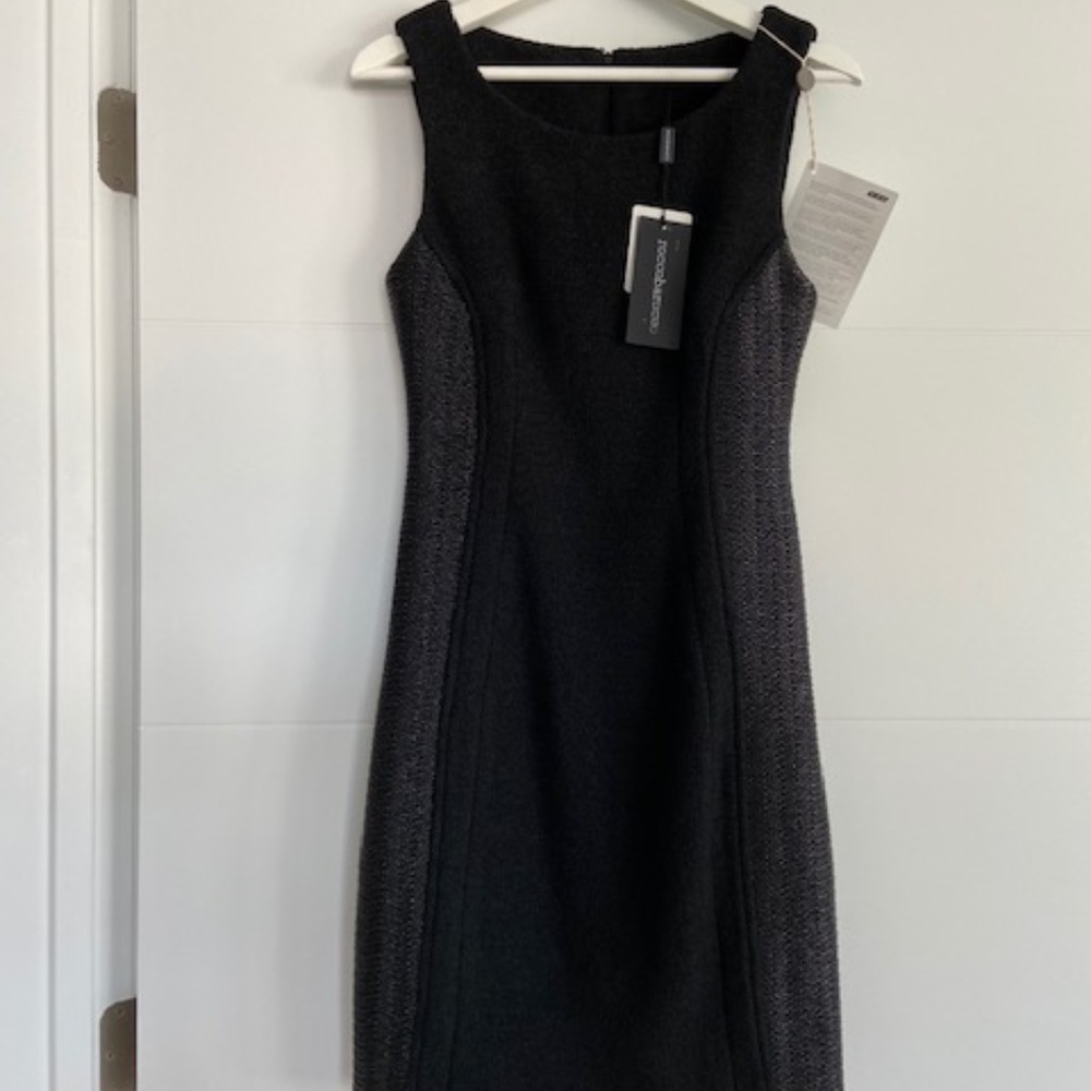 Roccobarocco Wool Blend Black Mini Dress Size 4